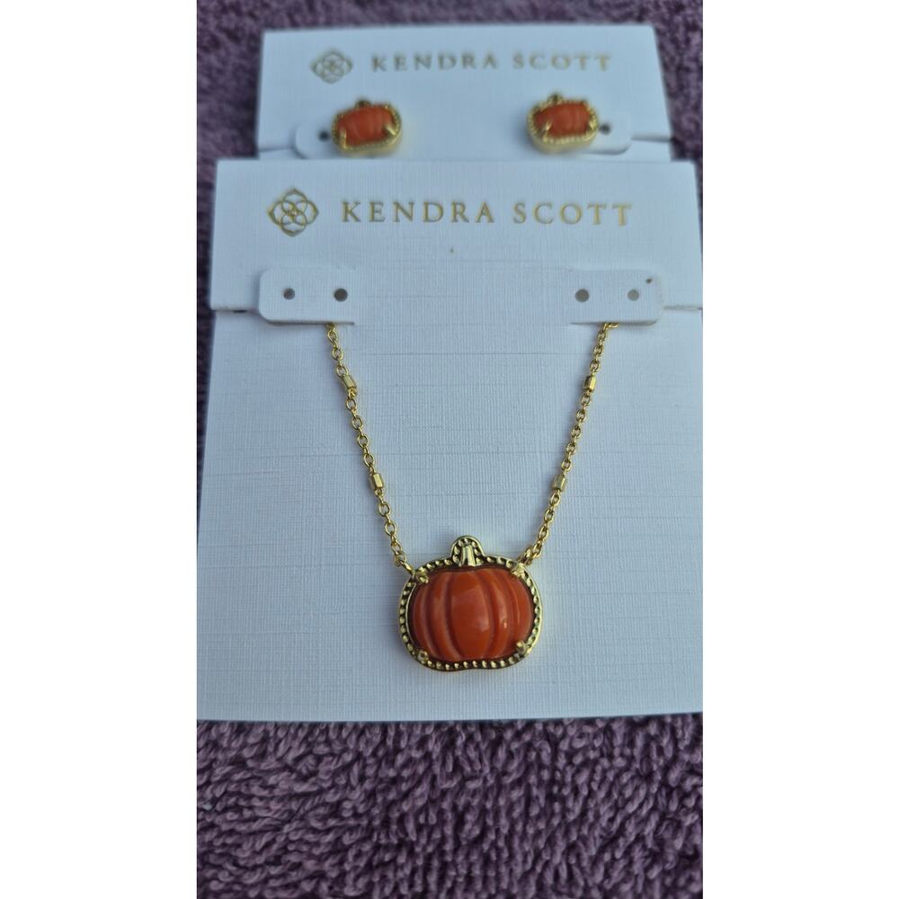 Kendra Scott Pumpkin Halloween Jewelry Set Gold & Orange 3 Pc NWT - Picture 7 of 10